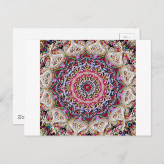 Gekleurde circulaire mandala briefkaart (Voorkant / Achterkant)