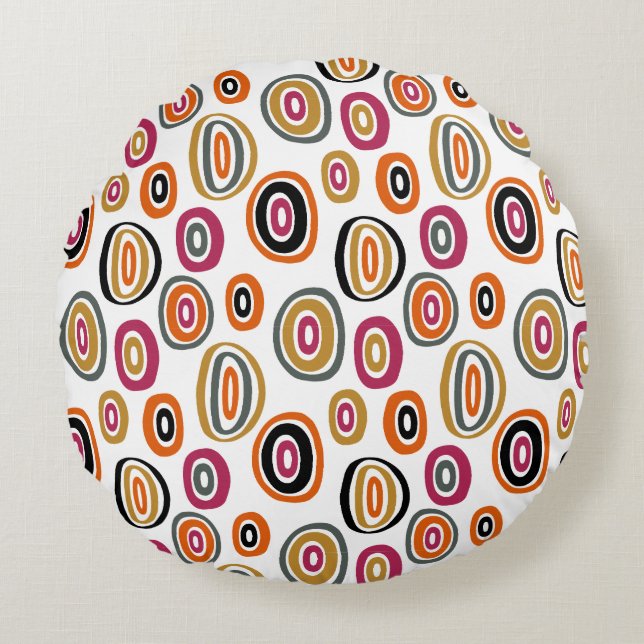 gekleurde cirkels, geometrische abstracte kunst rond kussen (Voorkant)