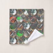 gekleurde cirkels met een donkere textuur bad handdoek (Wasdoekje)
