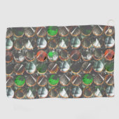 gekleurde cirkels met een donkere textuur golfhanddoek (Horizontaal)