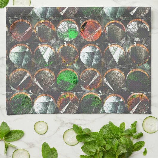 gekleurde cirkels met een donkere textuur theedoek (Gevouwen)