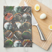 gekleurde cirkels met een donkere textuur theedoek (Quarter Fold)