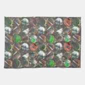 gekleurde cirkels met een donkere textuur theedoek (Horizontaal)