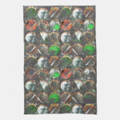 gekleurde cirkels met een donkere textuur theedoek (Verticaal)