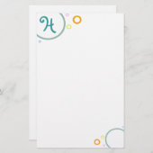 Gekleurde cirkels "Monogram H" briefpapier (Voorkant / Achterkant)