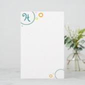 Gekleurde cirkels "Monogram H" briefpapier (Staand voorkant)