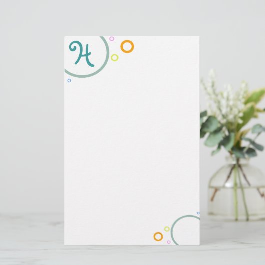 Gekleurde cirkels "Monogram H" briefpapier (Staand voorkant)
