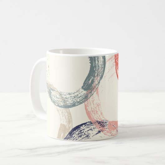 Gekleurde cirkels Penseel Structuur Patroon Koffiemok (Voorkant links)