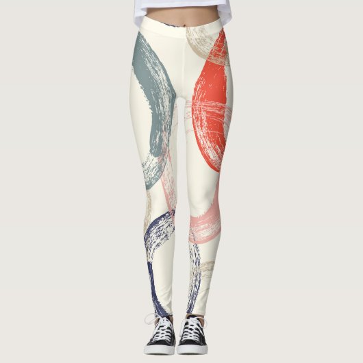 Gekleurde cirkels Penseel Structuur Patroon Leggings (Voorkant)
