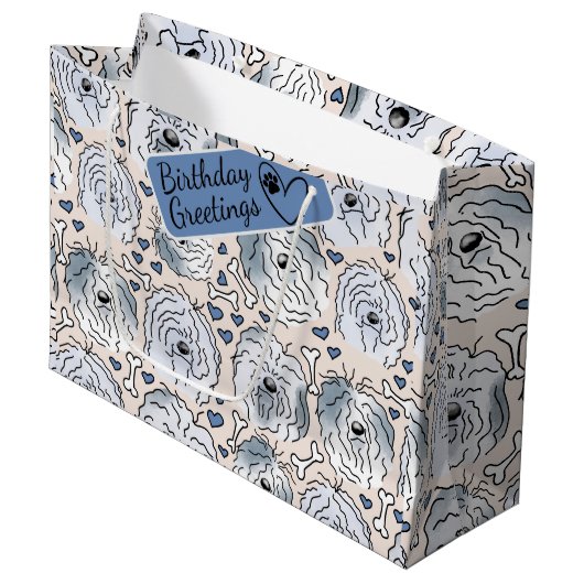 Gekleurde collie Cartoon hoofden naadloos patroon Groot Cadeauzakje (Voorkant Gekanteld)