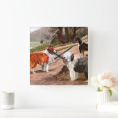 gekleurde collies Square Wall klok (Huis)