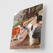 gekleurde collies Square Wall klok (Hoek)
