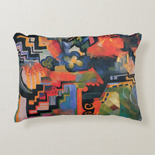 Gekleurde compositie door August Macke, Vintage Ku Decoratief Kussen