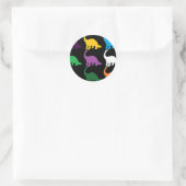 Gekleurde dino's ronde sticker (Tas)