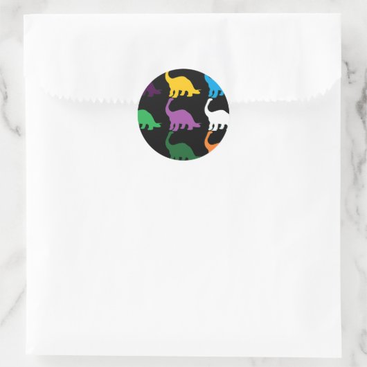 Gekleurde dino's ronde sticker (Tas)