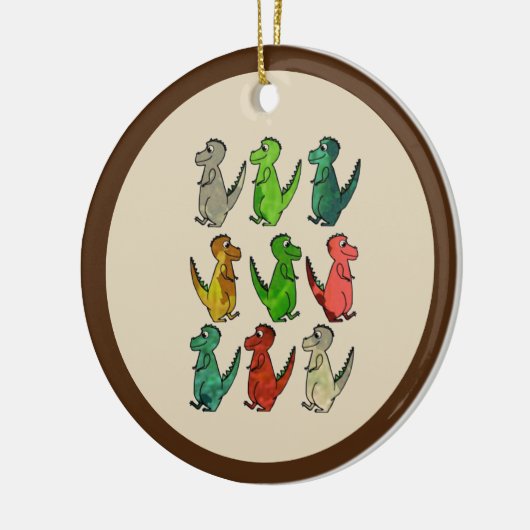 gekleurde dinosaurussen keramisch ornament (Links)