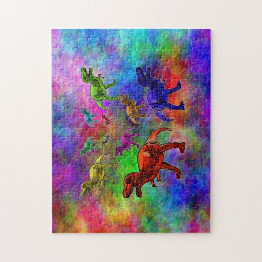 gekleurde dinosaurussen legpuzzel (Verticaal)