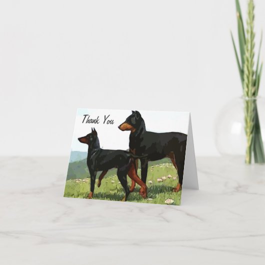 gekleurde doberman Dank je Kaart (Voorkant)