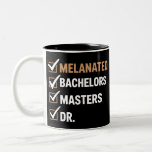 Gekleurde doctoraatgradatie PhD EDD Bachelor Tweekleurige Koffiemok