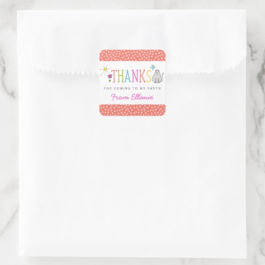 Gekleurde Doodles Verjaardagsgunst Stickers / Kat (Tas)