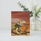 Gekleurde draak (Pogona Vitticeps) op een tak, Briefkaart (Staand voorkant)