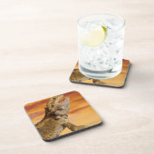 Gekleurde draak (Pogona Vitticeps) op rots, Drankjes Onderzetter (Rechterzijde)