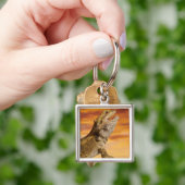 Gekleurde draak (Pogona Vitticeps) op rots, Sleutelhanger (Hand)