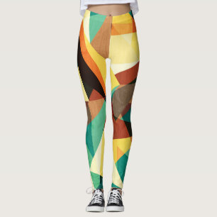 Gekleurde Driehoek Houten Effect Textuur Leggings