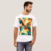 Gekleurde Driehoek Houten Effect Textuur T-shirt (Voorkant volledig)