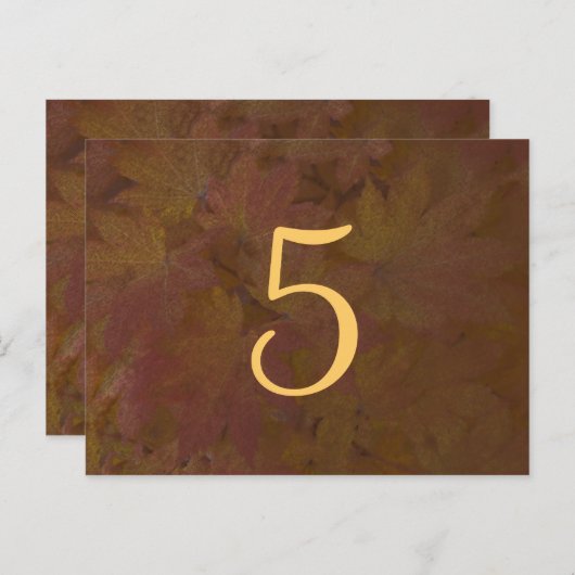 Gekleurde esdoorn laat trouwtafel nummer briefkaart (Voorkant / Achterkant)