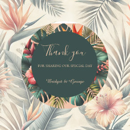 Gekleurde Exotische Hawaiiaanse Tropische Huwelijk Ronde Sticker