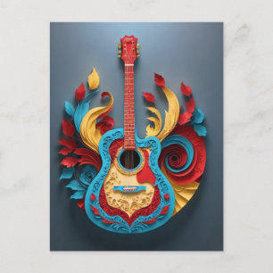 Gekleurde Fantasy Gitaar Briefkaart
