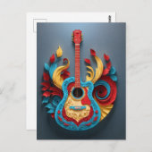 Gekleurde Fantasy Gitaar Briefkaart (Voorkant / Achterkant)