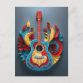 Gekleurde Fantasy Gitaar Briefkaart (Voorkant)