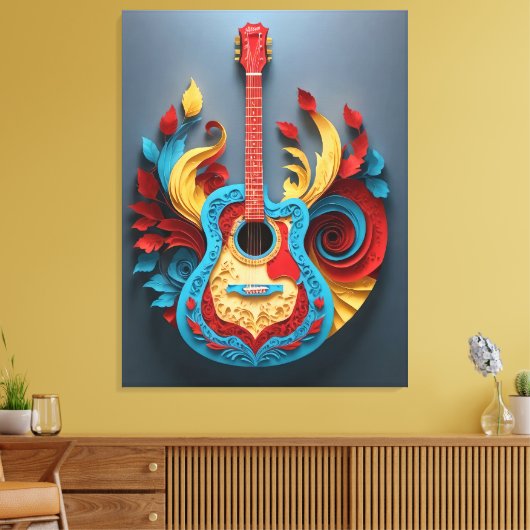 Gekleurde Fantasy Gitaar Canvas Afdruk (Insitu (Woonkamer))