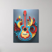 Gekleurde Fantasy Gitaar Canvas Afdruk (Voorkant)