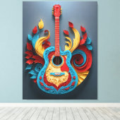 Gekleurde Fantasy Gitaar Canvas Afdruk (Insitu (Houten vloer))