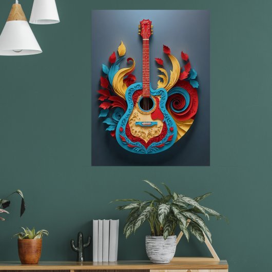 Gekleurde Fantasy Gitaar Poster (Woonkamer 1)