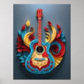 Gekleurde Fantasy Gitaar Poster (Voorkant)