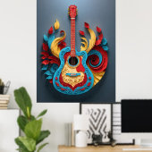 Gekleurde Fantasy Gitaar Poster (Thuiskantoor)