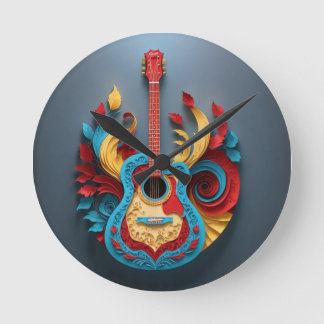 Gekleurde Fantasy Gitaar Ronde Klok