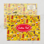 Gekleurde Fast Food pictogrammen Patroon Briefkaart (Voorkant / Achterkant)