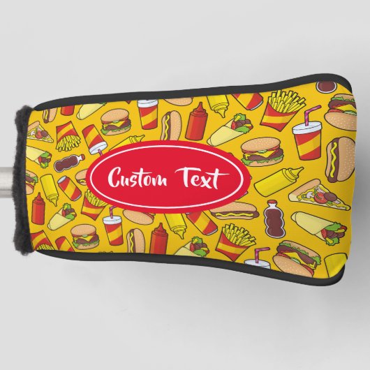 Gekleurde Fast Food pictogrammen Patroon Golfheadcover (Voorkant)