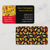 Gekleurde Fast Food pictogrammen Patroon Horizonta Visitekaartje (Voorkant / Achterkant)