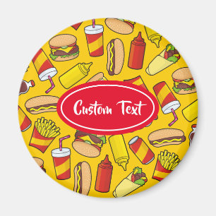 Gekleurde Fast Food pictogrammen Patroon Magneet