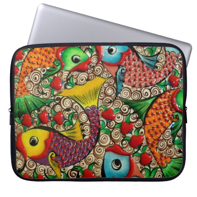 Gekleurde Fish-laptophoes Laptop Sleeve (Voorkant)