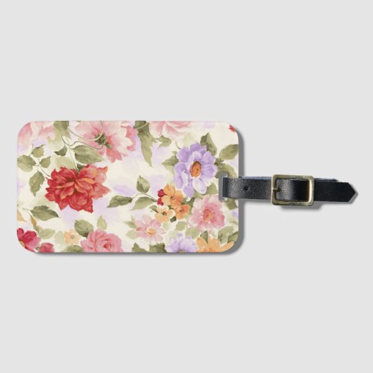   gekleurde floraal bagagelabel (Voorkant (horizontaal))