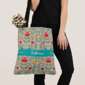  gekleurde Floral Monogrammed Canvas tas (Dichtbij)