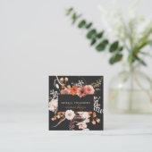  gekleurde Floral op zwarte interieurontwerper Vierkante Visitekaartje (Staand voorkant)