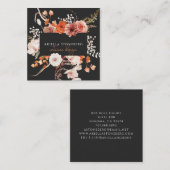  gekleurde Floral op zwarte interieurontwerper Vierkante Visitekaartje (Voorkant / Achterkant)